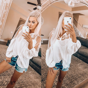White Peasant Lace Top