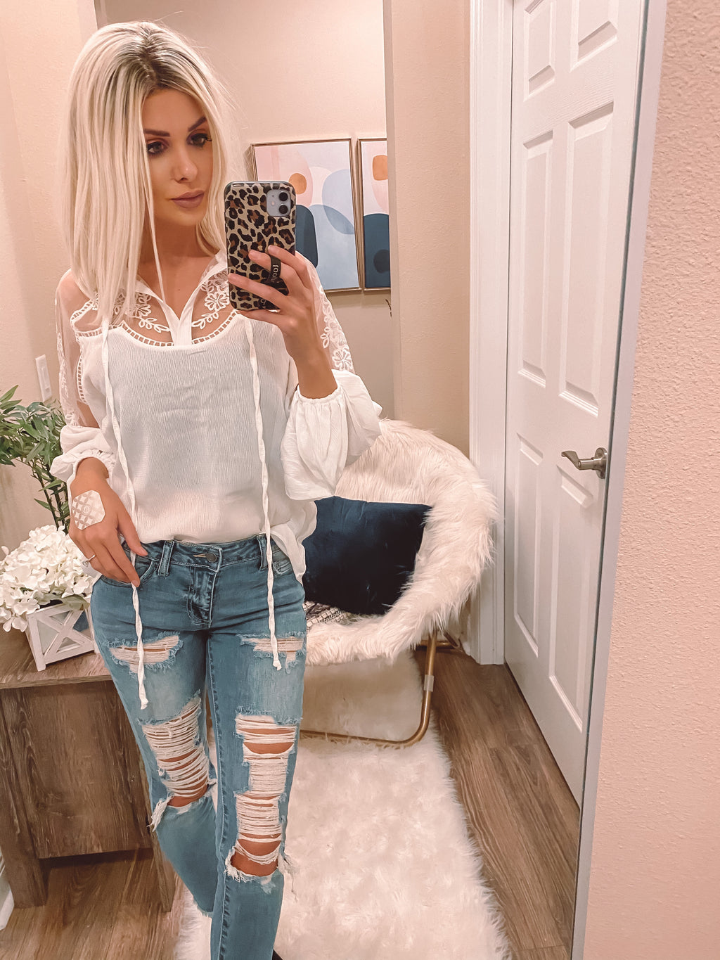 White Peasant Lace Top